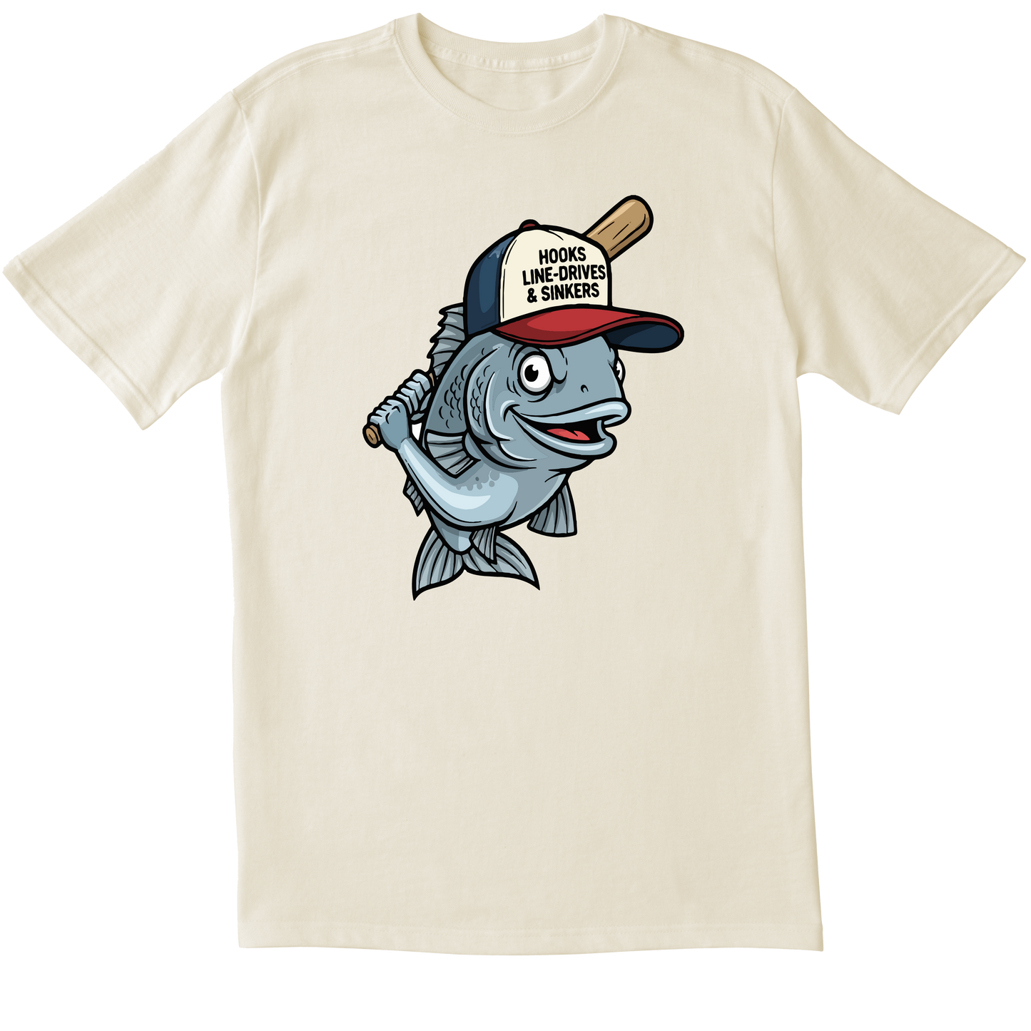 Baseball Fishing Hooks Line Drives & Sinkers- T-Shirt