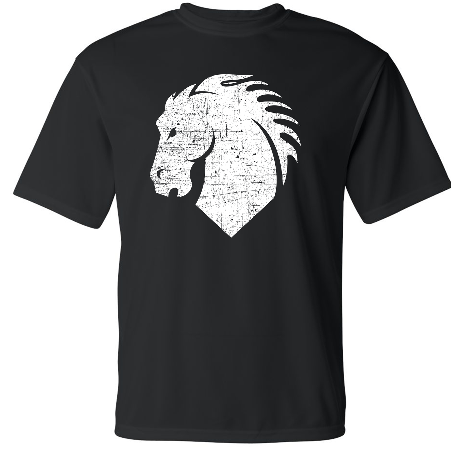 Distressed Iron Horse Head Black Cotton - T-Shirt