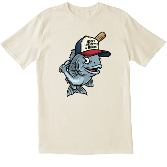 Baseball Fishing Hooks Line Drives & Sinkers- T-Shirt